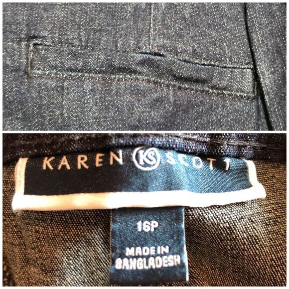 KAREN SCOTT - NWT - L Sz 16 Petite Comfort Waist Capri Jeans in Dark Wash - Picture 12 of 16